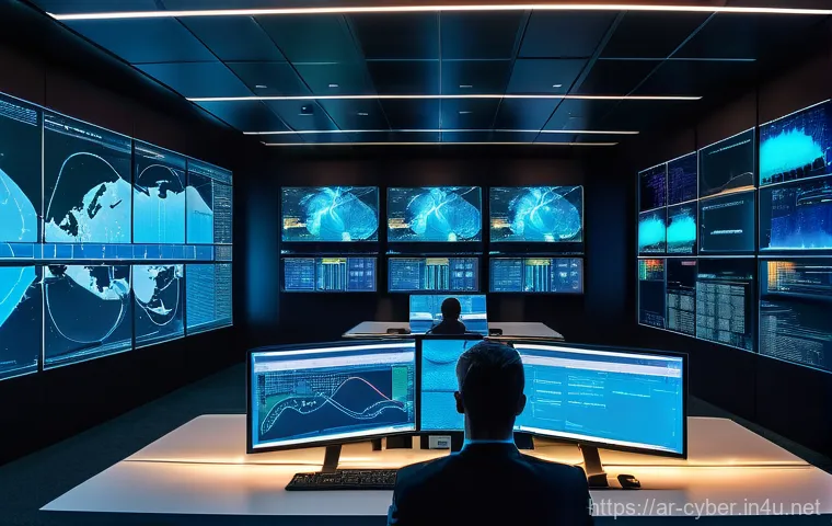 SIEM Security Information and Event Management  활용법 - **Prompt: "A sleek, futuristic cybersecurity operations center. In the foreground, a diverse team of...