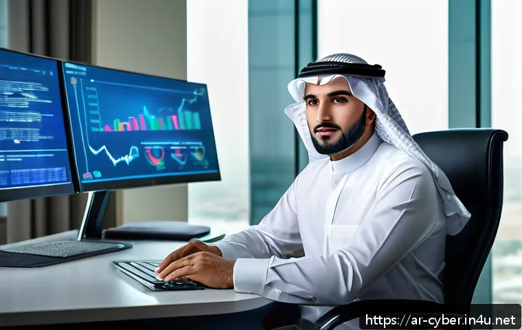사이버보안 업계에서의 연봉 협상 성공 사례 - A professional Middle Eastern cybersecurity expert in formal business attire, sitting confidently at...
